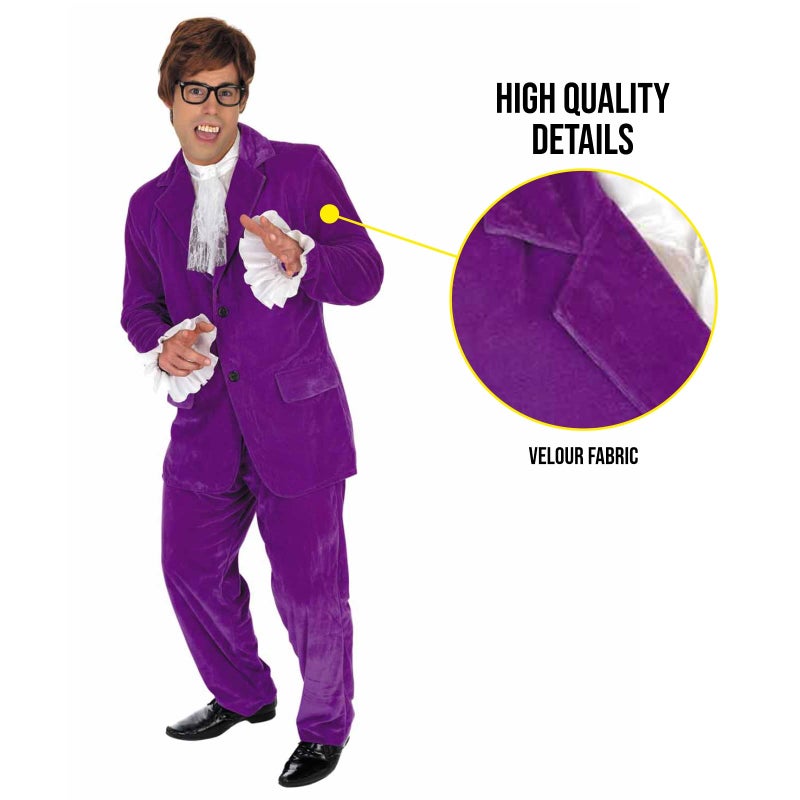 fun shack 60s Shagadelic Costume Men, Mens 1960s Spy Costume, 60s Outfits For Man, Halloween Costumes For Men, X-Large - Image 4